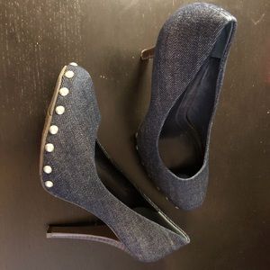 BCBG Denim Studded Pumps